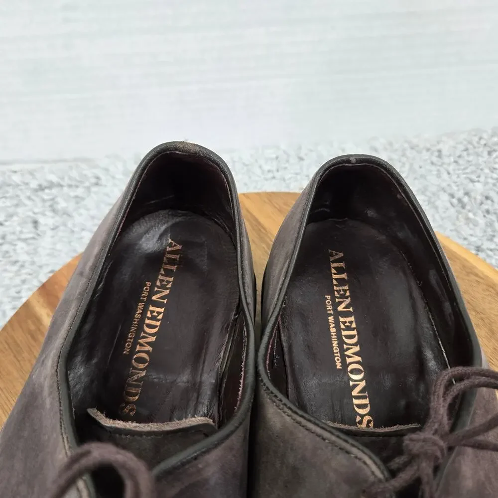 Allen Edmonds Mens 10.5 3E Wide Surrey Brown Nubuck Weatherproof Derby Oxford